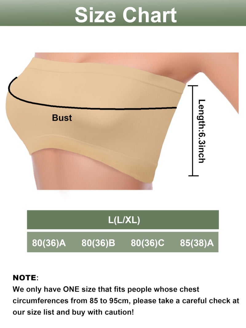 Cooraby 4 Pack Women Tube Tops Summer Non-Padded Seamless Bra, 4 Colors - Image 2